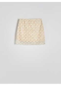 Reserved - Połyskująca spódnica mini - beżowy ze sklepu Reserved w kategorii Spódnice - zdjęcie 171462181