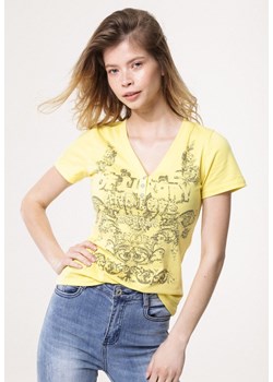 Żółty T-shirt Tattle ze sklepu Born2be Odzież w kategorii Bluzki damskie - zdjęcie 171462641
