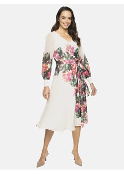 Biała sukienka w kwiaty midi Potis & Verso Neli ze sklepu Eye For Fashion w kategorii Sukienki - zdjęcie 171474394