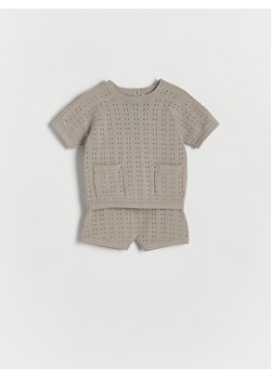 Reserved - Dzianinowy komplet z bawełny - jasnoszary ze sklepu Reserved w kategorii Komplety niemowlęce - zdjęcie 171474513