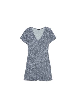 Cropp - Niebieska sukienka mini z motywem kwiatowym - surowy granatowy ze sklepu Cropp w kategorii Sukienki - zdjęcie 171475711
