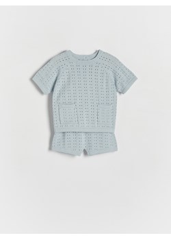 Reserved - Dzianinowy komplet z bawełny - jasnoniebieski ze sklepu Reserved w kategorii Komplety niemowlęce - zdjęcie 171476173