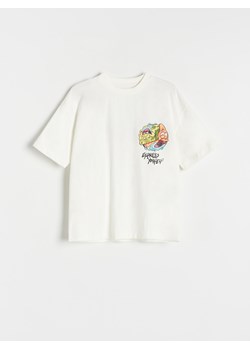 Reserved - T-shirt oversize SpongeBob - złamana biel ze sklepu Reserved w kategorii T-shirty chłopięce - zdjęcie 171476194