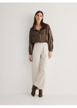 Reserved - Dzianinowe spodnie z modalem - kremowy ze sklepu Reserved w kategorii Spodnie damskie - zdjęcie 171476403