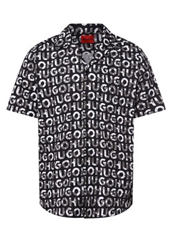 HUGO Koszula męska - Ellino Mężczyźni Regular Fit Bawełna czarny wzorzysty ze sklepu vangraaf w kategorii Koszule męskie - zdjęcie 171476450