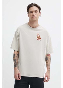 New Era t-shirt bawełniany męski kolor beżowy z aplikacją LOS ANGELES DODGERS ze sklepu ANSWEAR.com w kategorii T-shirty męskie - zdjęcie 171477321
