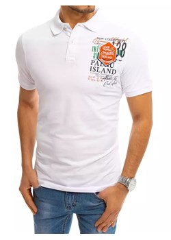 Koszulka polo z nadrukiem biała Dstreet PX0370 ze sklepu DSTREET.PL w kategorii T-shirty męskie - zdjęcie 171480870
