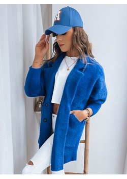 Płaszcz damski alpaka RITA II niebieski Dstreet NY0627 ze sklepu DSTREET.PL w kategorii Płaszcze damskie - zdjęcie 171480921