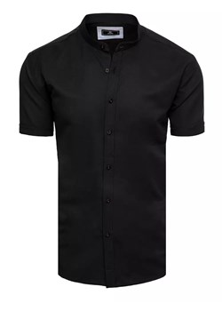 Koszula męska z krótkim rękawem czarna Dstreet KX0997 ze sklepu DSTREET.PL w kategorii Koszule męskie - zdjęcie 171480994
