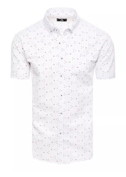 Koszula męska z krótkim rękawem biała Dstreet KX1007 ze sklepu DSTREET.PL w kategorii Koszule męskie - zdjęcie 171481084