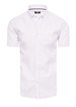 Koszula męska z krótkim rękawem biała Dstreet KX1025 ze sklepu DSTREET.PL w kategorii Koszule męskie - zdjęcie 171481263
