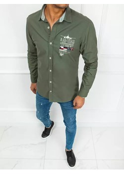 Koszula męska zielona Dstreet DX2275 ze sklepu DSTREET.PL w kategorii Koszule męskie - zdjęcie 171481602