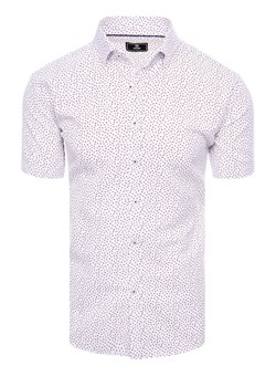 Koszula męska z krótkim rękawem biała Dstreet KX1016 ze sklepu DSTREET.PL w kategorii Koszule męskie - zdjęcie 171482112