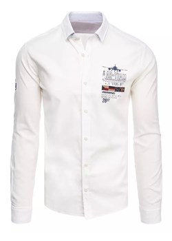 Koszula męska ecru Dstreet DX2276 ze sklepu DSTREET.PL w kategorii Koszule męskie - zdjęcie 171482603