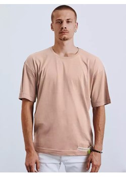 T-shirt męski z naszywką cappuccino Dstreet RX4620 ze sklepu DSTREET.PL w kategorii T-shirty męskie - zdjęcie 171482732
