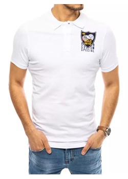 Koszulka polo z haftem biała Dstreet PX0392 ze sklepu DSTREET.PL w kategorii T-shirty męskie - zdjęcie 171482911