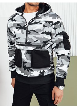 Bluza męska moro z kapturem biała Dstreet BX5655 ze sklepu DSTREET.PL w kategorii Bluzy męskie - zdjęcie 171484504