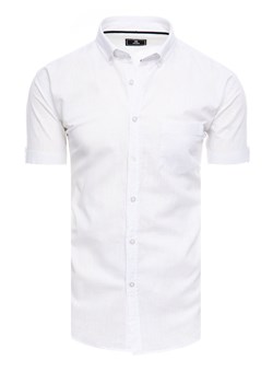 Koszula męska z krótkim rękawem biała Dstreet KX0981 ze sklepu DSTREET.PL w kategorii Koszule męskie - zdjęcie 171484564