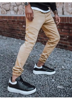 Spodnie męskie dresowe typu jogger beżowe Dstreet UX3301 ze sklepu DSTREET.PL w kategorii Spodnie męskie - zdjęcie 171485280