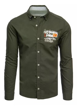 Koszula męska khaki Dstreet DX2279 ze sklepu DSTREET.PL w kategorii Koszule męskie - zdjęcie 171485404