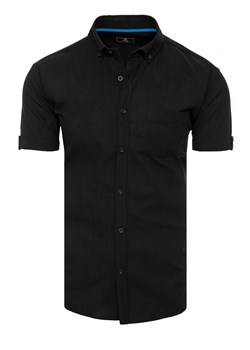 Koszula męska z krótkim rękawem czarna Dstreet KX0982 ze sklepu DSTREET.PL w kategorii Koszule męskie - zdjęcie 171485532