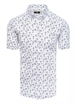 Koszula męska z krótkim rękawem biała Dstreet KX1020 ze sklepu DSTREET.PL w kategorii Koszule męskie - zdjęcie 171485874