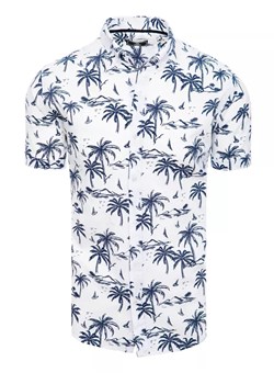 Koszula męska z krótkim rękawem biała Dstreet KX1030 ze sklepu DSTREET.PL w kategorii Koszule męskie - zdjęcie 171485980