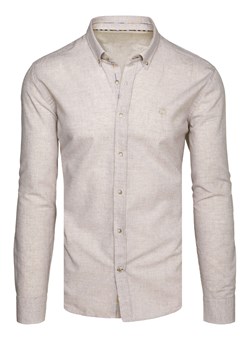 Koszula męska jasnobeżowa Dstreet DX2570 ze sklepu DSTREET.PL w kategorii Koszule męskie - zdjęcie 171487241