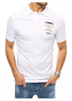 Koszulka polo z haftem biała Dstreet PX0436 ze sklepu DSTREET.PL w kategorii T-shirty męskie - zdjęcie 171488083