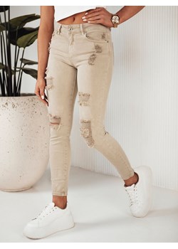 Spodnie damskie jeansowe MOLI ciemnobeżowe Dstreet UY1872 ze sklepu DSTREET.PL w kategorii Jeansy damskie - zdjęcie 171488484