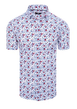 Koszula męska z krótkim rękawem biała Dstreet KX1013 ze sklepu DSTREET.PL w kategorii Koszule męskie - zdjęcie 171488724