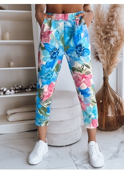 Spodnie damskie FLOWER GARDEN turkusowe Dstreet UY1480 ze sklepu DSTREET.PL w kategorii Spodnie damskie - zdjęcie 171488900