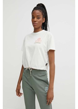 Napapijri t-shirt bawełniany S-Howard damski kolor beżowy NP0A4HOKN1A1 ze sklepu ANSWEAR.com w kategorii Bluzki damskie - zdjęcie 171500194