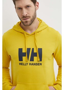 Helly Hansen bluza bawełniana HH LOGO HOODIE męska kolor żółty z kapturem z aplikacją 33977 ze sklepu ANSWEAR.com w kategorii Bluzy męskie - zdjęcie 171500274