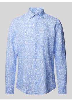 Koszula biznesowa o kroju slim fit z lnu ze wzorem na całej powierzchni ze sklepu Peek&Cloppenburg  w kategorii Koszule męskie - zdjęcie 171502292