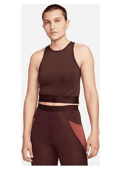 Krótka koszulka damska Nike Pro Dri-FIT - Brązowy ze sklepu Nike poland w kategorii Bluzki damskie - zdjęcie 171502384