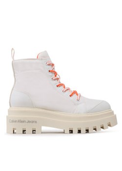 Calvin Klein Jeans Botki Toothy Combat Boot Softny YW0YW00948 Biały ze sklepu MODIVO w kategorii Workery damskie - zdjęcie 171504570