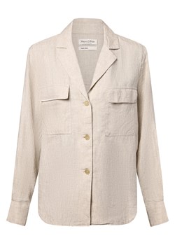 Marc O'Polo Lniana bluzka damska Kobiety len beżowy jednolity ze sklepu vangraaf w kategorii Koszule damskie - zdjęcie 171508850