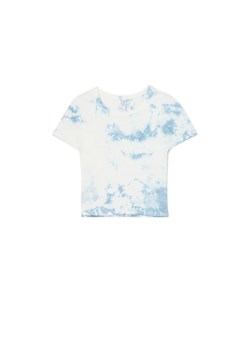 Cropp - Biały T-shirt z niebieskim printem - niebieski ze sklepu Cropp w kategorii Bluzki damskie - zdjęcie 171512840