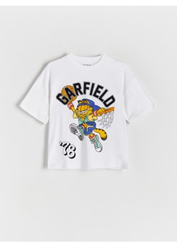 Reserved - Bawełniany t-shirt Garfield - złamana biel ze sklepu Reserved w kategorii T-shirty chłopięce - zdjęcie 171513152
