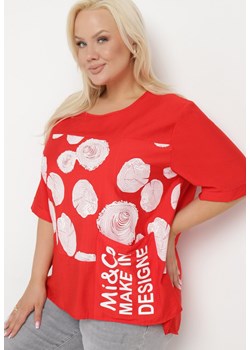 Czerwony Bawełniany T-shirt z Nadrukiem i Kieszonką Lovelina ze sklepu Born2be Odzież w kategorii Bluzki damskie - zdjęcie 171514301