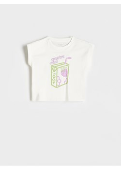 Reserved - T-shirt z nadrukiem - złamana biel ze sklepu Reserved w kategorii Bluzki dziewczęce - zdjęcie 171516062