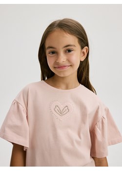 Reserved - T-shirt z aplikacją - brudny róż ze sklepu Reserved w kategorii Bluzki dziewczęce - zdjęcie 171518064