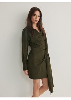 Reserved - Sukienka mini z wiązaniem - ciemnozielony ze sklepu Reserved w kategorii Sukienki - zdjęcie 171520452