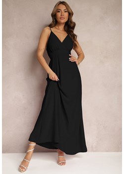Czarna Kopertowa Sukienka o Rozkloszowanym Fasonie na Ramiączkach Piavana ze sklepu Renee odzież w kategorii Sukienki - zdjęcie 171523493