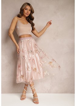 Różowa Spódnica z Cekinami i Gumką w Talii Viadina ze sklepu Renee odzież w kategorii Spódnice - zdjęcie 171523773