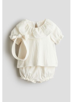 H & M - Komplet z kreszowanego dżerseju 3-częściowy - Biały ze sklepu H&M w kategorii Odzież dla niemowląt - zdjęcie 171524031