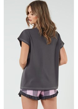 Piżama damska na krótki rękaw i krótkie spodnie grafitowa Arete, Kolor grafitowy-wzór, Rozmiar 2XL, Italian Fashion - id: 185088 - marki Italian Fashion - 171524133 Piżama damska na krótki rękaw i krótkie spodnie grafitowa Arete, Kolor grafitowy-wzór, Rozmiar 2XL, Italian Fashion ze sklepu Intymna w kategorii Piżamy damskie - zdjęcie 171524133