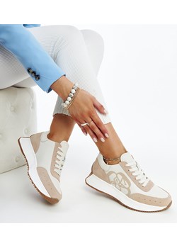 Biało-beżowe skórzane sneakersy Salimah ze sklepu gemre w kategorii Buty sportowe damskie - zdjęcie 171525063