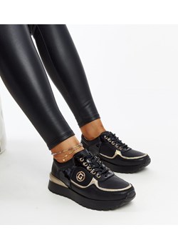 Czarne skórzane sneakersy na platformie Huduna ze sklepu gemre w kategorii Buty sportowe damskie - zdjęcie 171525161